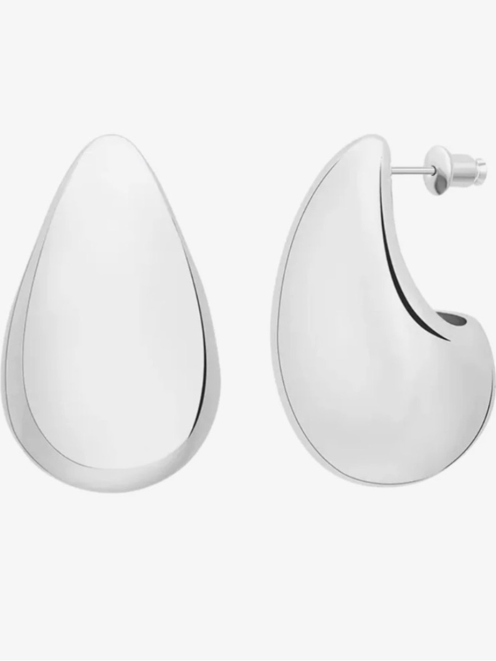 HJANE Jewels Polished Silver Teardrop Hoop Earrings - Women Jewelry